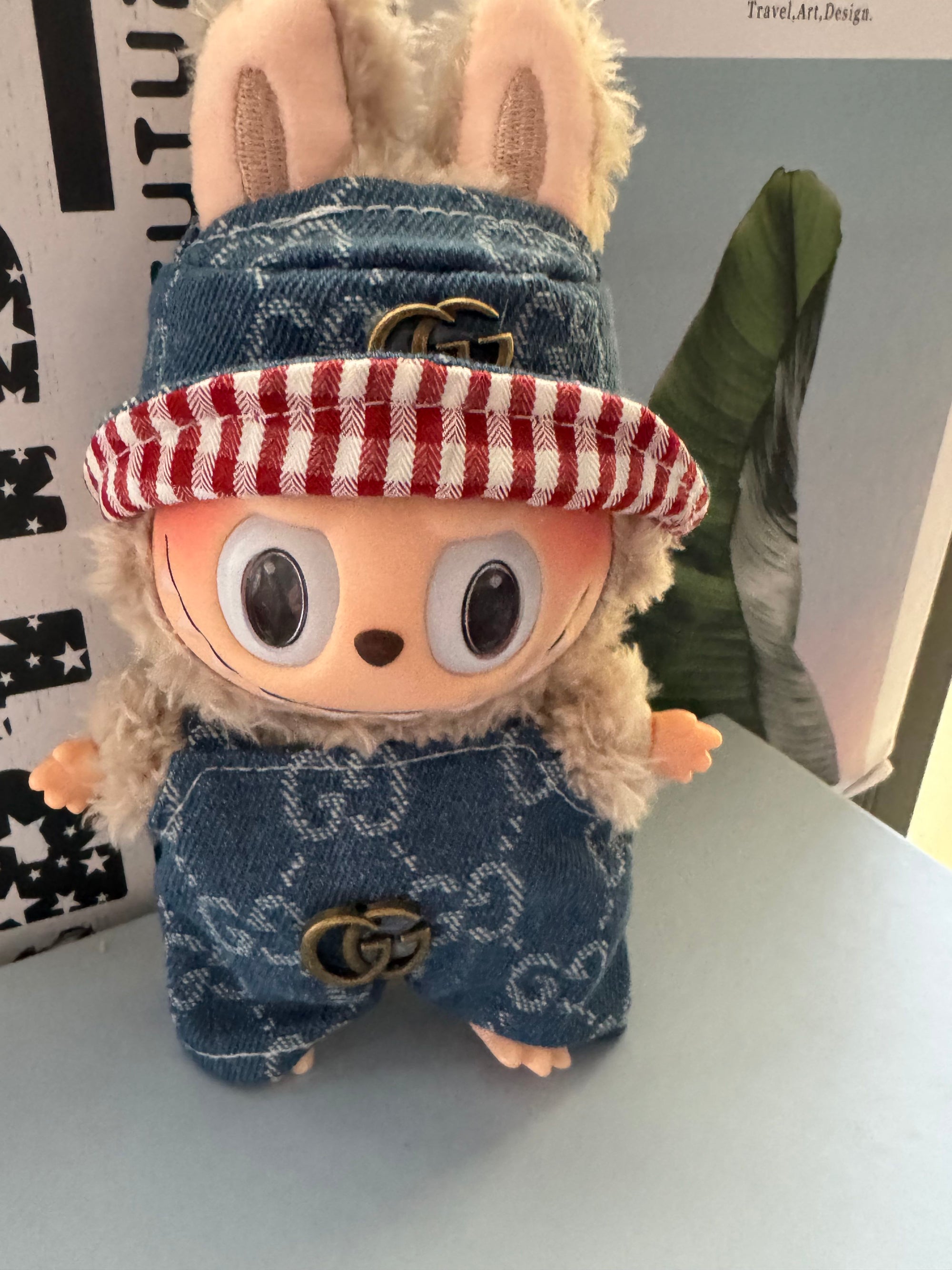 【Clothes Only】3PCS Fashion Outfit with Hat for 18cm Labubu – Luxury Streetwear Style