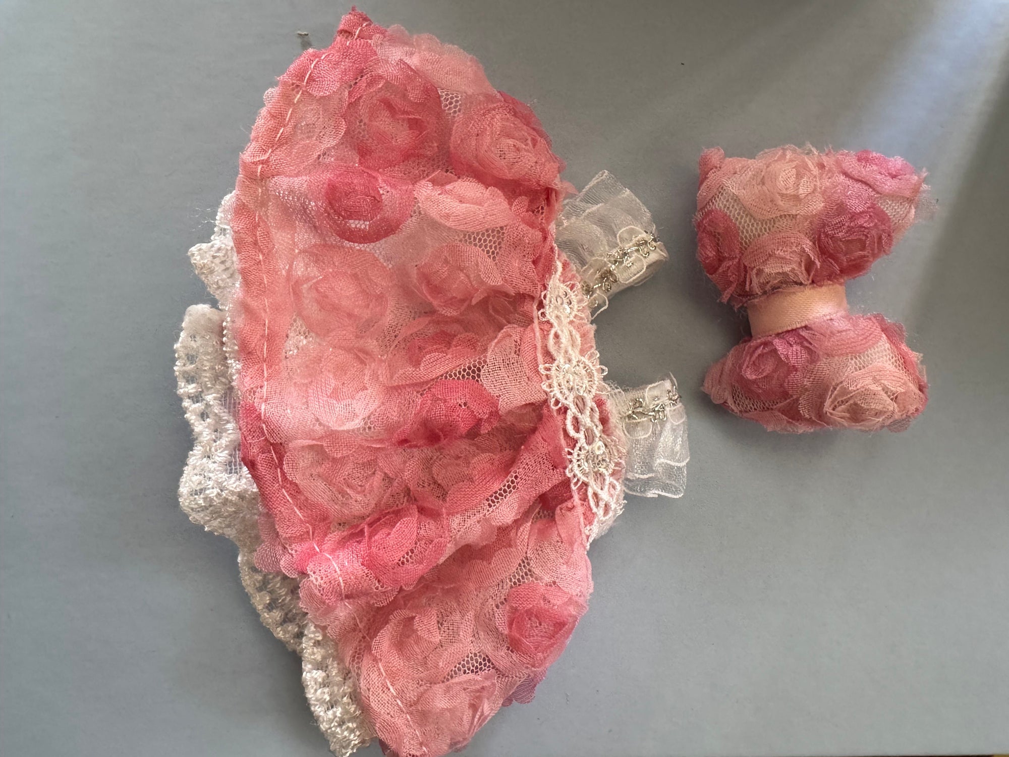 【Clothes only】 Labubu Doll Clothes Set Blossom-Cute dress for Doll Spring style with bow tie 2pcs Pink Costume