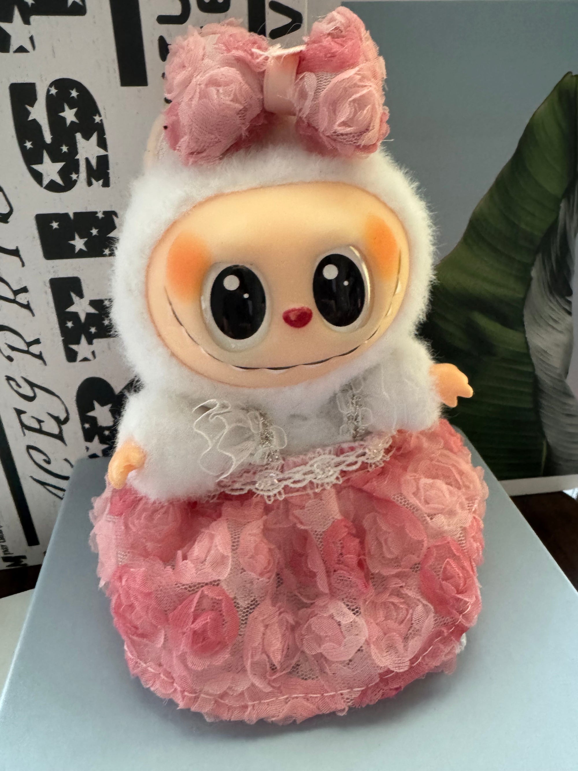 【Clothes only】 Labubu Doll Clothes Set Blossom-Cute dress for Doll Spring style with bow tie 2pcs Pink Costume
