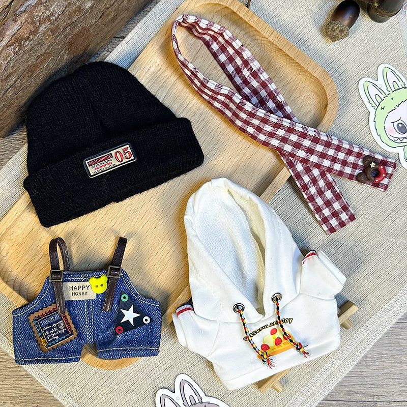 【Clothes only】Holiday-Doll clothing with Beanie Hoddie for 17cm toy 4 pcs Set Casual Daily