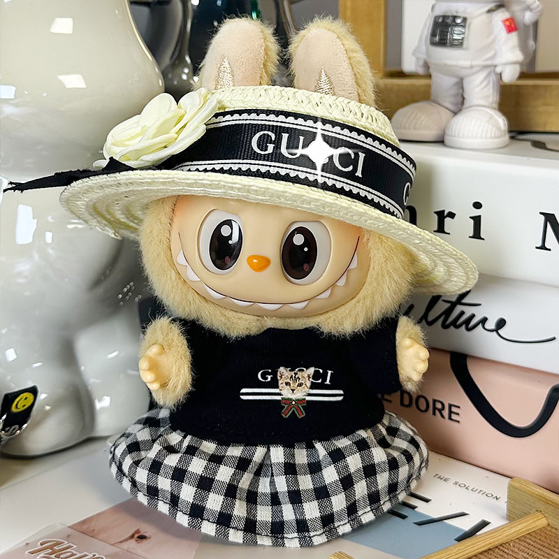 【Clothes only】Big Hat Doll clothing with Hat for 18cm Doll Labubu daily Classic Doll Accessories 3 pcs