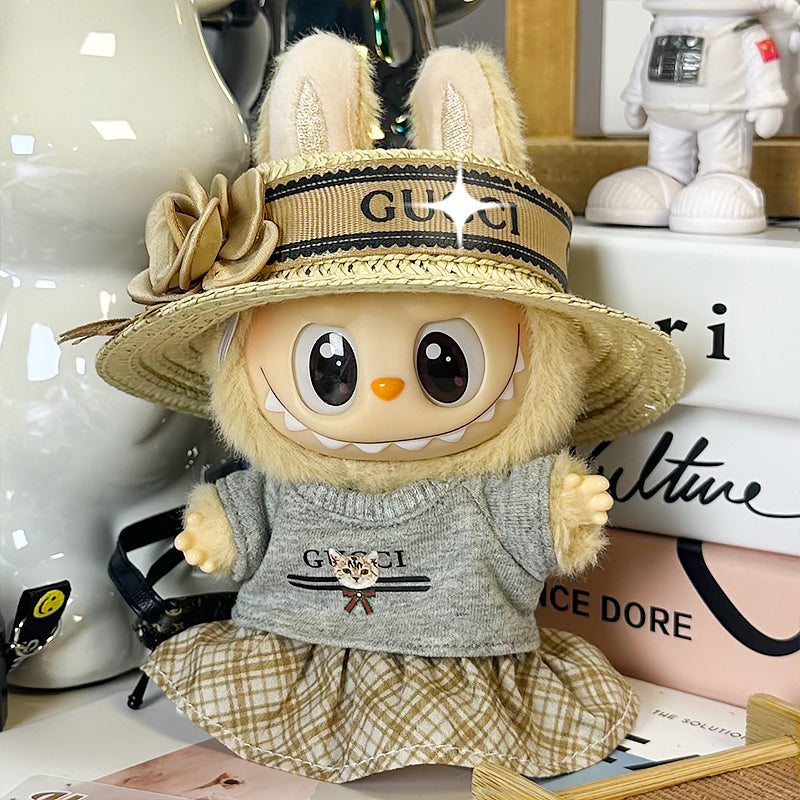 【Clothes only】Big Hat Doll clothing with Hat for 18cm Doll Labubu daily Classic Doll Accessories 3 pcs