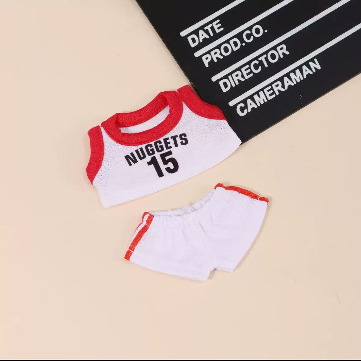 【Clothes Only】Basketball Jersey Outfit for 18cm Labubu – Nugget#15 Sports Style 2PCS Set